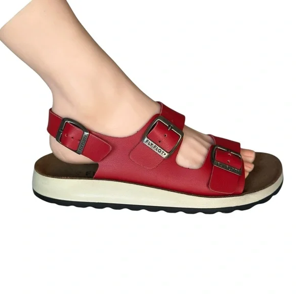 Fly Flot Woman’s Vibrant Red Sandals/Slippers  Made in Italy US 7 - Picture 4 of 10
